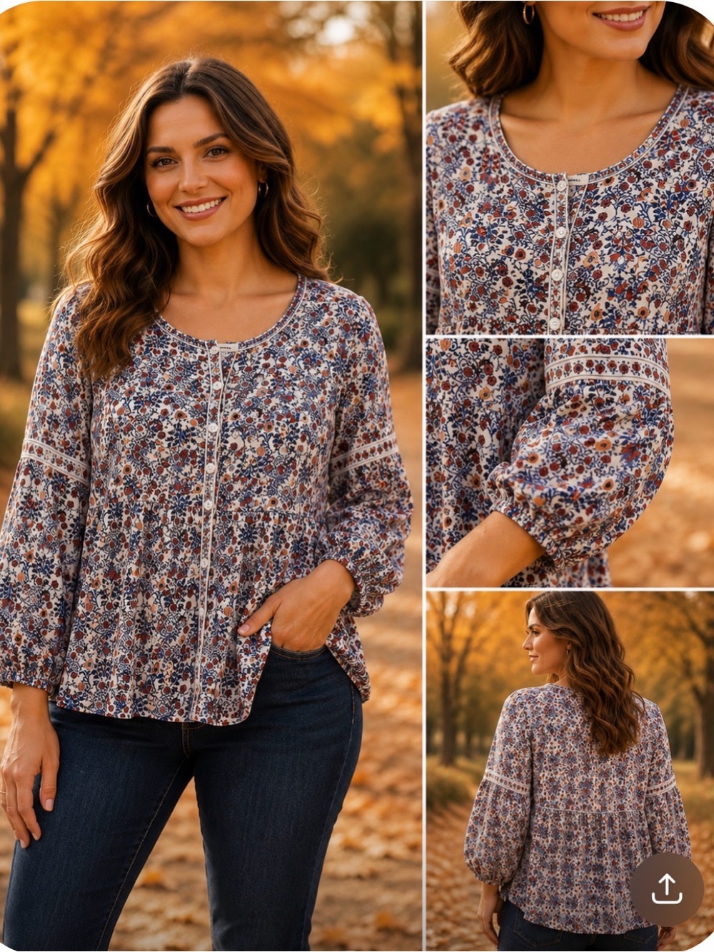 Max Studio Multicolor Floral Blouse Small